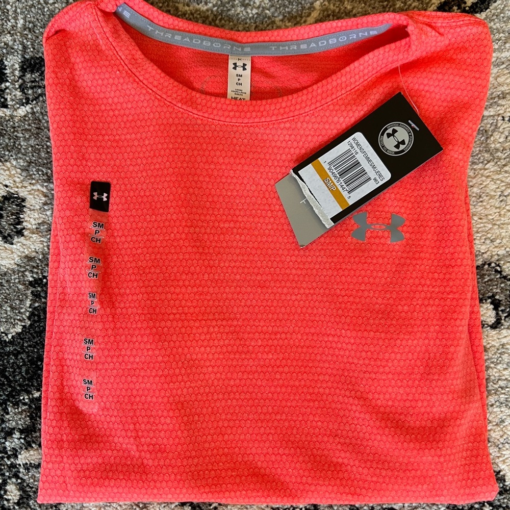 Under Armour Threadborne Heat Gear bright orange shirt